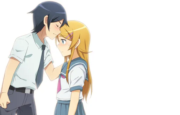 Девушка, белый фон, парень, Oreimo