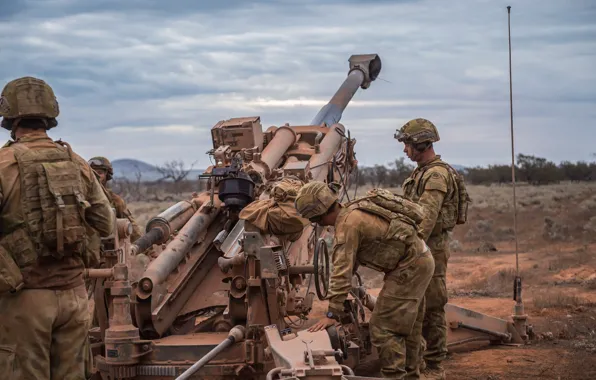 Картинка оружие, солдаты, гаубица, Australian Army, M777