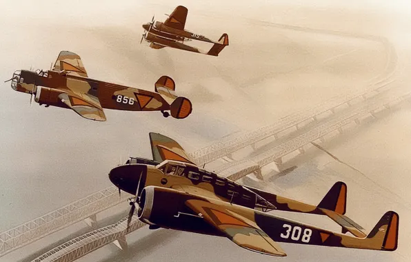War, art, painting, drawing, ww2, fokker g1, fokker T.V., air combat
