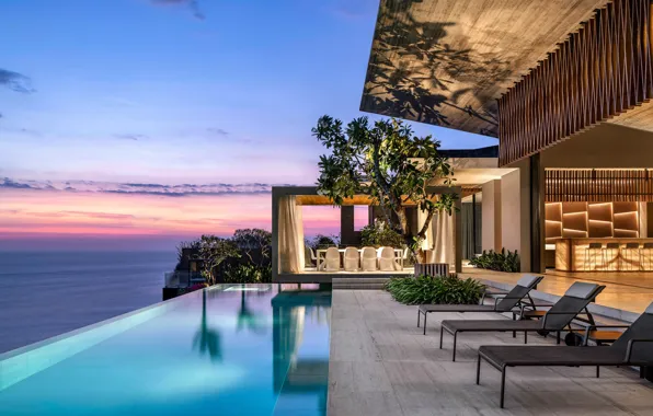 Вилла, вечер, бассейн, Бали, Индонезия, терраса, Bali, by SAOTA