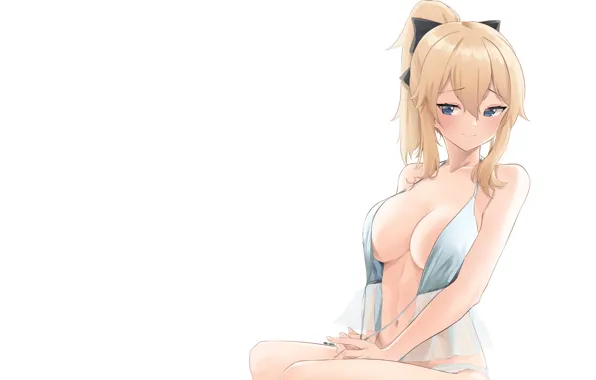 Girl, sexy, boobs, anime, pretty, jean, blonde, breasts