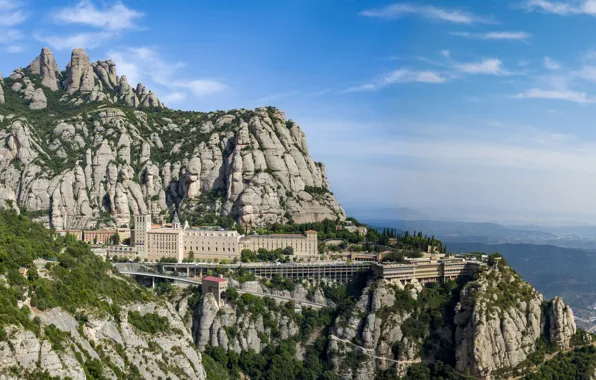 Картинка природа, Горы, Испания, Монастырь, Монсеррат