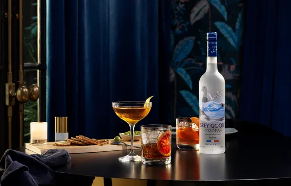 Стол, посуда, напиток, закуска, Grey Goose - Live Victoriously