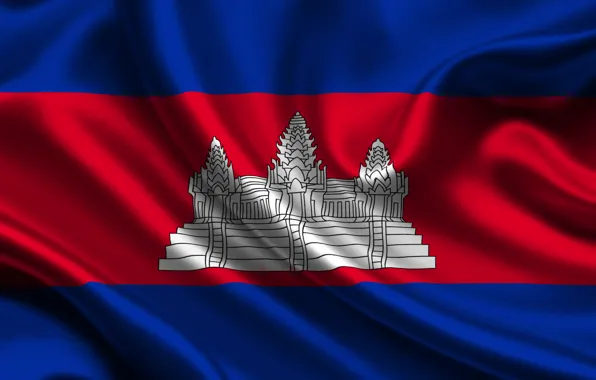 Картинка Красный, Синий, Флаг, Текстура, Flag, Камбоджа, Cambodia, Kingdom of Cambodia