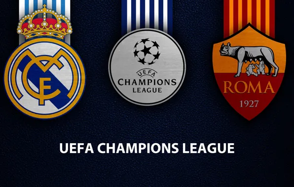 Wallpaper, sport, logo, football, Real Madrid, AS Roma, UEFA Champions League, Real Madrid vs AS …