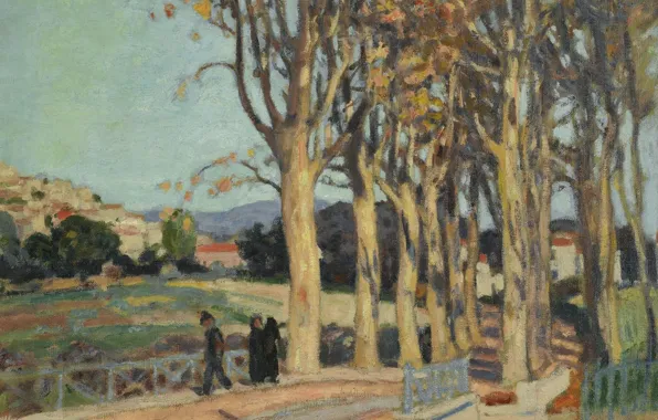 Пейзаж, картина, Элберт Андре, Albert Andre, Дорога в Кань-сюр-Мер