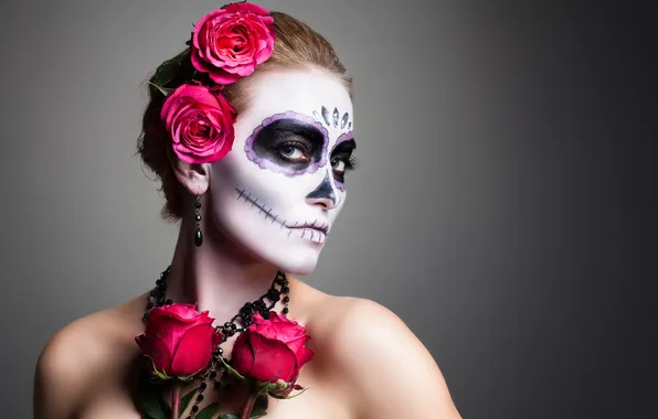 Картинка model, look, makeup, day of the dead