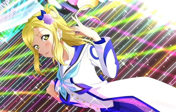 Линии, фон, платье, девочка, ярко, Love Live School Idol Project, Живая любовь