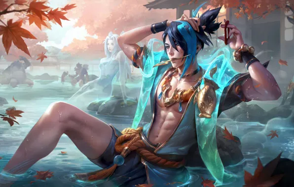 Вода, украшения, листва, стрела, game, character, персонаж, League of Legends