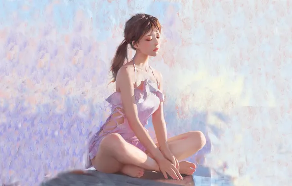 Картинка поза, модель, йога, ножки, азиатка, красотка, model, beauty