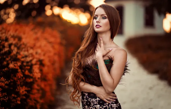 Макияж, губки, локоны, ретушь, Peter Paszternak, Autumn the year's last loveliest smile