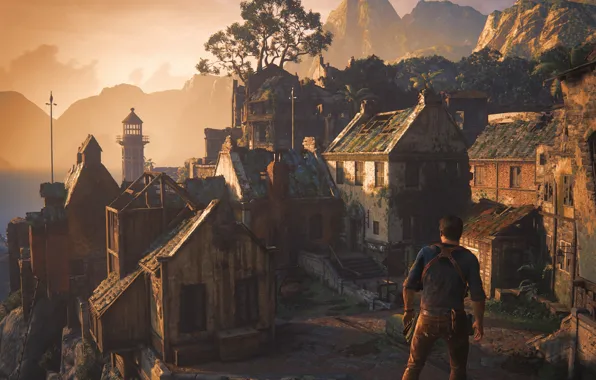 Картинка здания, Naughty Dog, Playstation 4, Uncharted 4: A Thief's End, Либерталия, Нэйтан Дрейк