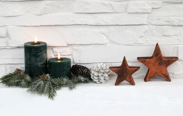 Свечи, Новый Год, Рождество, stars, merry christmas, decoration, xmas, holiday celebration