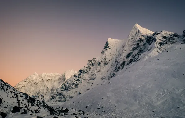 Картинка winter, mountains, snow, dusk