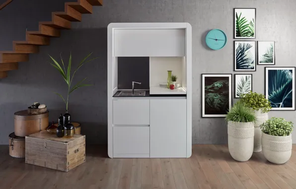 Цветы, кран, картины, сундук, Kitchens CGI