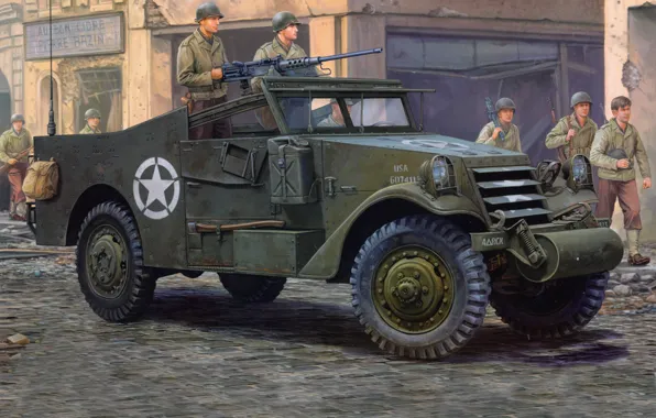 Картинка обои, вторая мировая война, бронетранспортер, M-3 Scout
