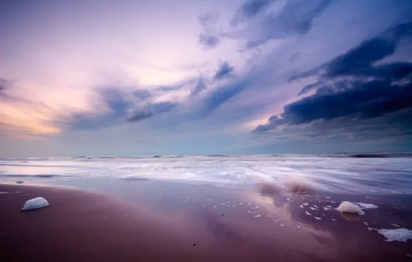 Картинка песок, море, небо, вода, камни, океан, берег, пейзажи