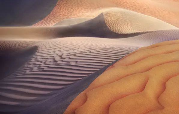 Картинка песок, природа, барханы, пустыня, текстура, дюны