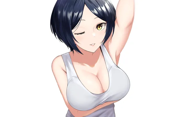 Girl, sexy, boobs, anime, short hair, breasts, big boobs, babe