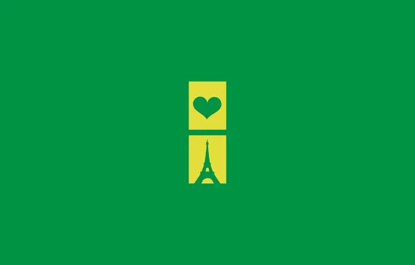 Картинка сердце, Париж, Эйфелева башня, зеленый цвет