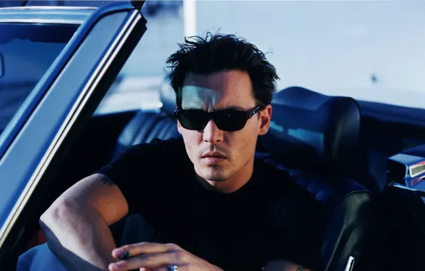 Johnny Depp, очки, Джонни Депп, автомобиль