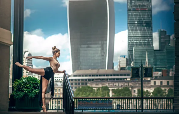 Картинка город, Лондон, танец, балерина, Marine Fauvet
