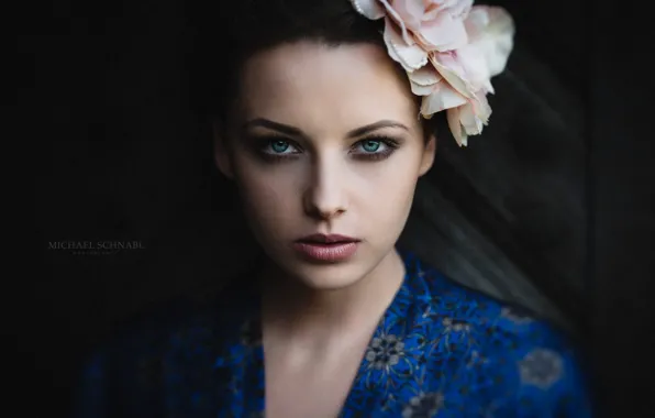 Цветок, взгляд, лицо, портрет, макияж, Michael Schnabl, Sara Kralova