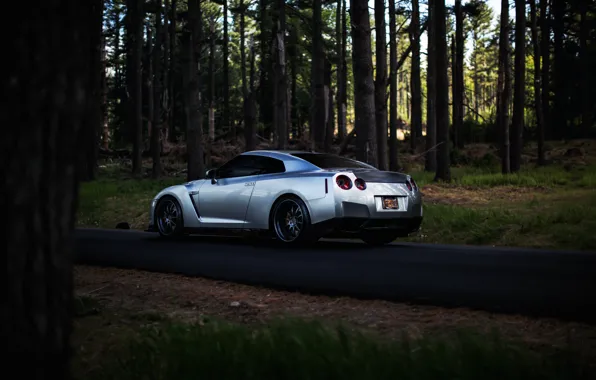 GTR, silver, Nissan, sportcar, ниссан