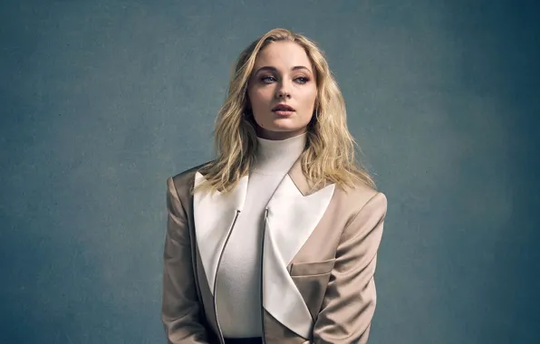 Картинка взгляд, девушка, портрет, пиджак, Sophie Turner
