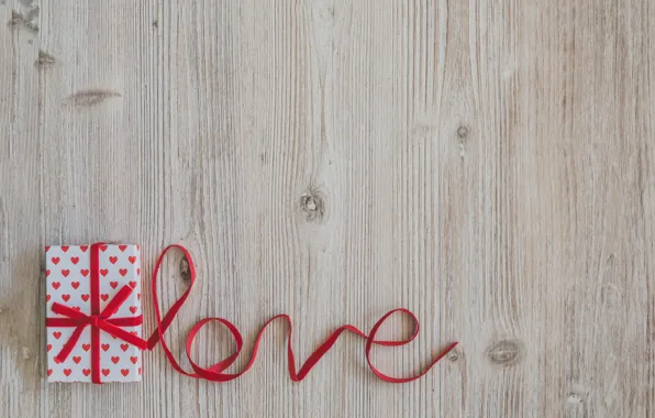 Картинка лента, red, love, wood, romantic, valentine's day, gift