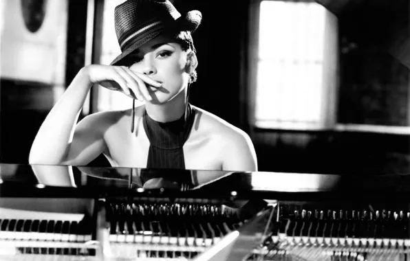 Шляпа, рояль, певица, Alicia Keys