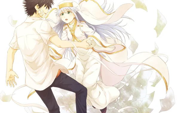 Девушка, аниме, арт, парень, To Aru Majutsu no Index