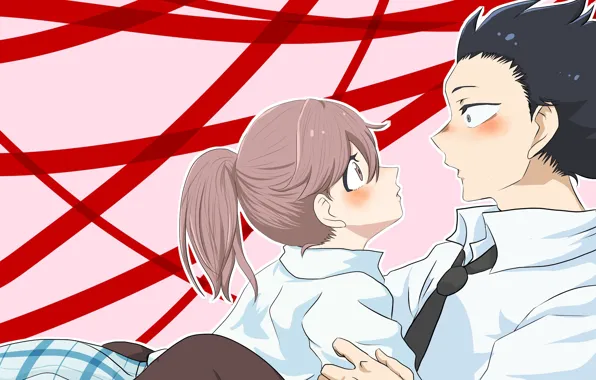 Девушка, арт, парень, двое, Форма голоса, Koe No Katachi, Форма Голоса
