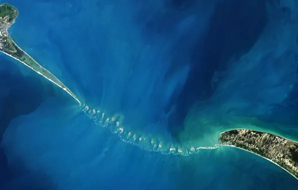 Острова, Индия, отмель, Шри-Ланка, фото NASA, Адамов Мост