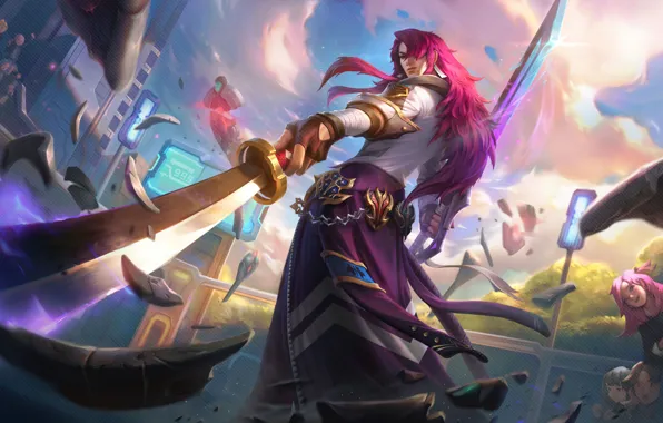 Дети, меч, парень, League of Legends, Riot Games, Yone