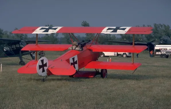 Небо, ретро, самолёт, триплан, Fokker Dr.I