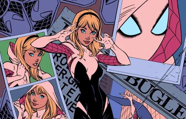 Девушка, герой, art, Marvel Comics, Gwen Stacy, Spider-Gwen