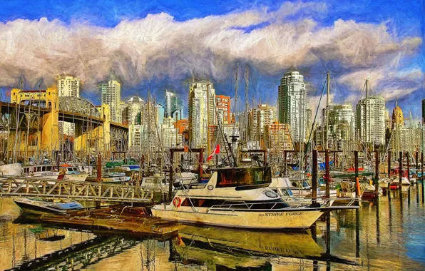 Картинка пристань, яхты, порт, Канада, Ванкувер, Canada, катера, Vancouver