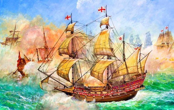 Галеон, HMS Revenge, 46 пушечный, Фрэнсиса Дрейка, Морское сражение