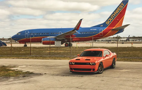 Dodge, Challenger, Airplane, SRT Hellcat