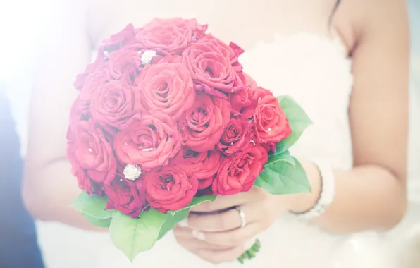 Картинка цветы, розы, букет, свадебный