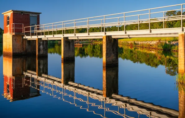 Озеро, пирс, США, Georgia, Lake Meriwether