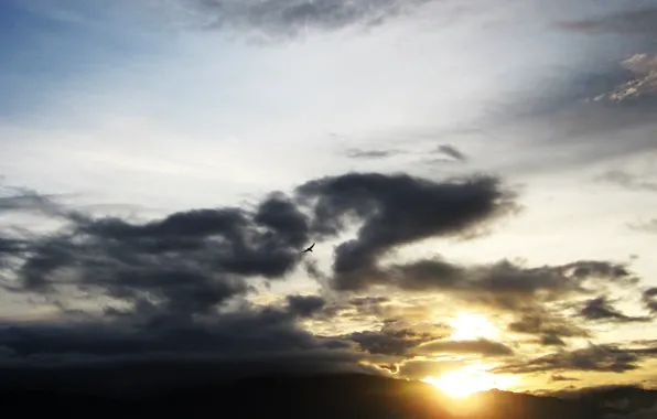 Mountain, sun, cloud - sky