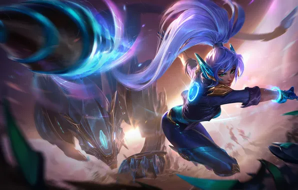 Коса, Арт, Копье, Splash, League of Legends, LoL, Artwork, Лига Легенд