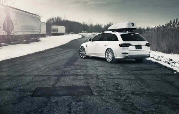 Audi, white, Allroad, rearside