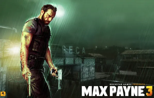 Картинка кровь, Дождь, max, rockstar games, дезерт игл, Max Payne 3, payne, Бронежилет