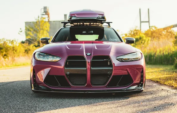 Картинка BMW, Front, Sight, Road, BMW M3, Pink