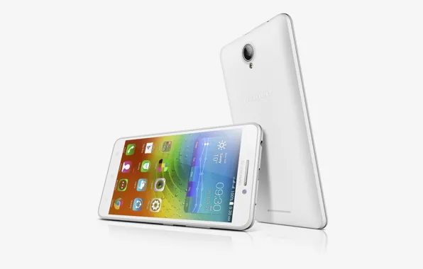 Картинка белый, серебристый, белый фон, White, смартфон, Lenovo, A5000