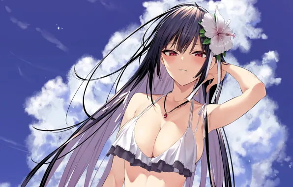 Girl, sexy, cleavage, long hair, boobs, anime, beautiful, pretty