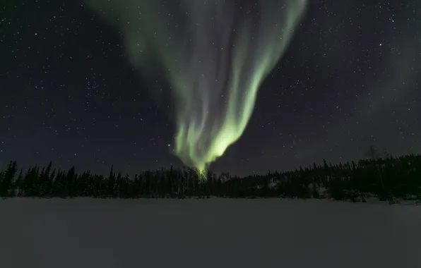 Картинка небо, звезды, ночь, северное сияние, Северная Канада